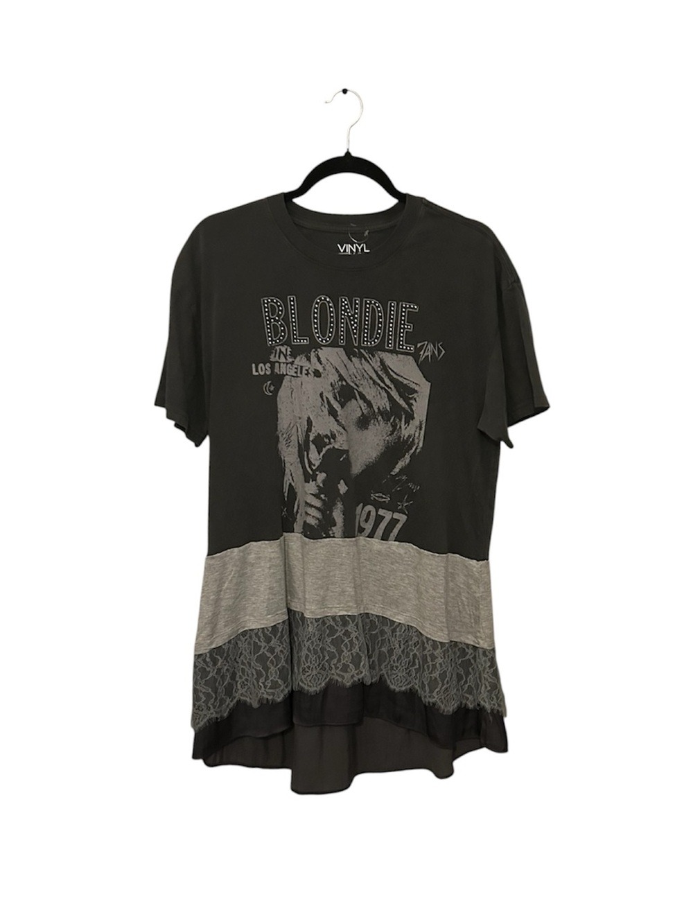Blondie Upcycled Graphic Layered Tunic - Black/Grey